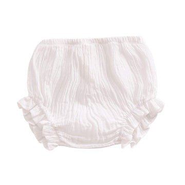 Newborn Toddler Baby Girls Kids Cotton Linen Bloomer Shorts Diaper Cover (White, 2-3 T)