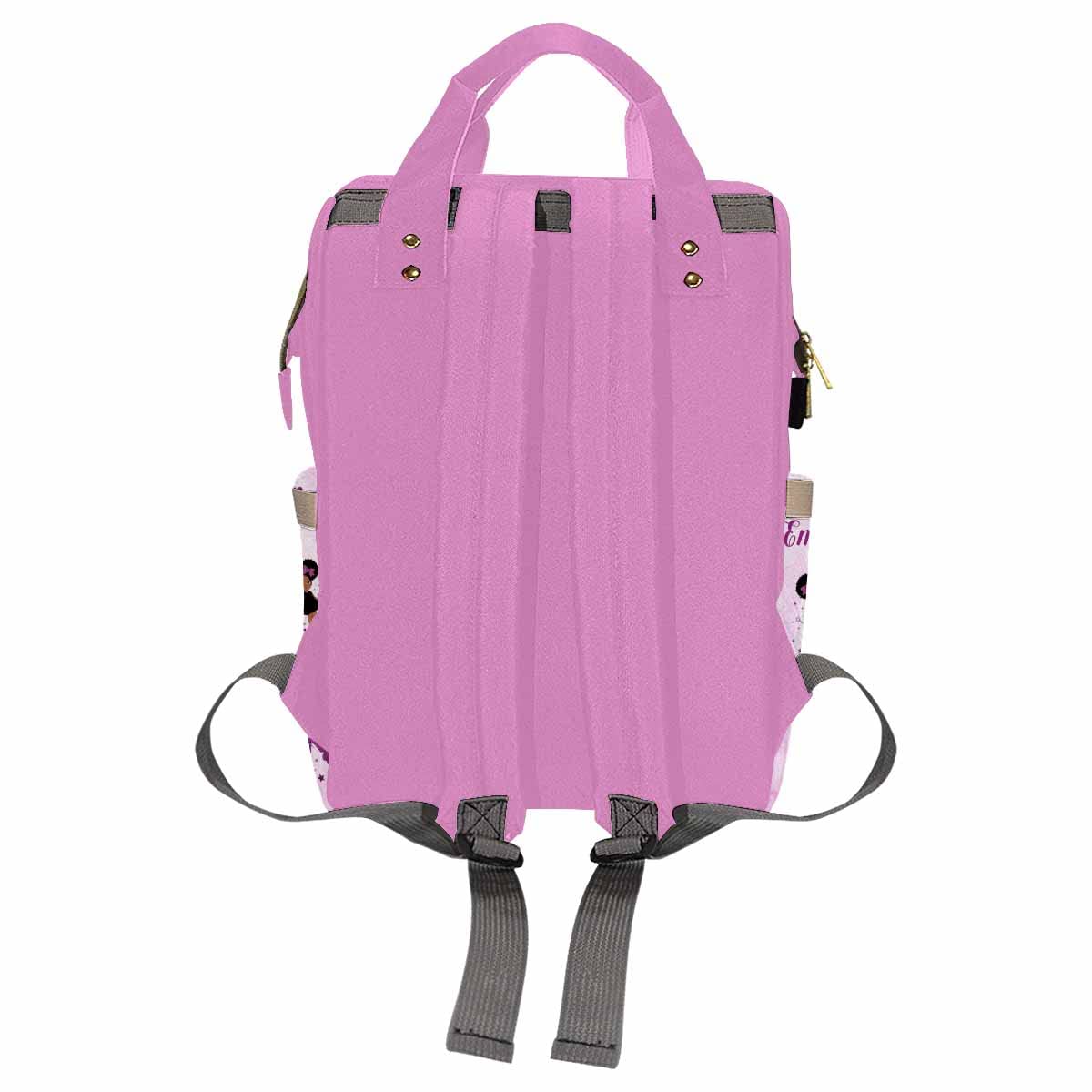 Artsadd Custom Large Capacity Baby Bag For Mom, Glitter Stars Wings Handbags Personalized Name Diaper Backpack With Stroller Str