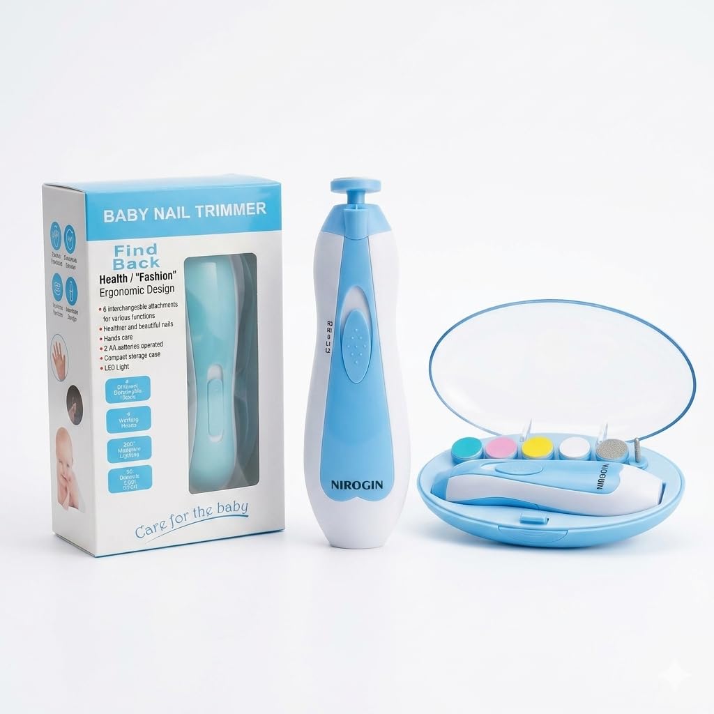 Nirogin Electric Baby Nail Trimmer Kit, Safe Nail Cutter For Newborn To 3 Years, Multicolor, Pack Of 1