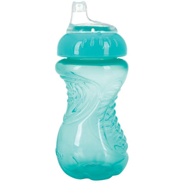 Nuby 2-Pack No Spill Easy Grip Trainer Cup 10 Oz, Coral/Aqua Or Pink/Purple