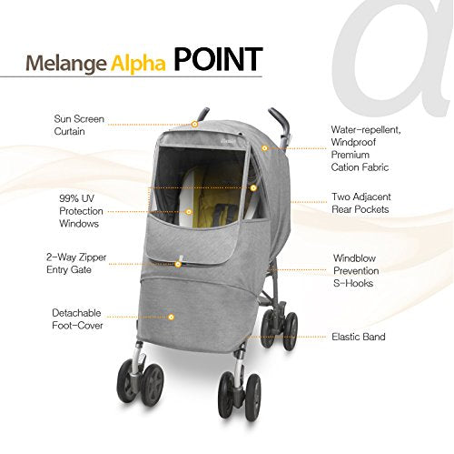 Manito Melange Alpha Stroller Weather Shield (Black Grey)