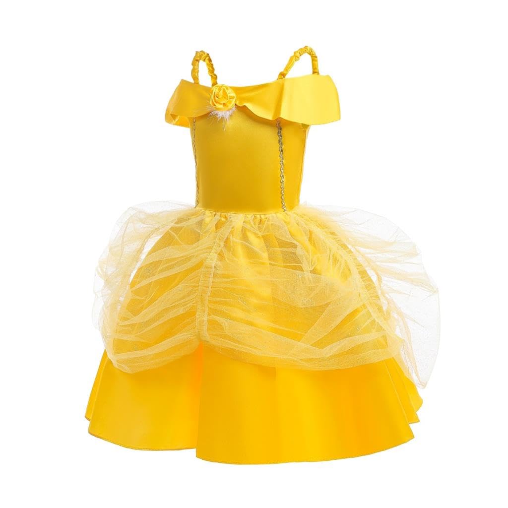 Dressy Daisy Little Girls' Princess Costume Fancy Dresses Up Halloween Party With Accessories Size 6-8 Gold