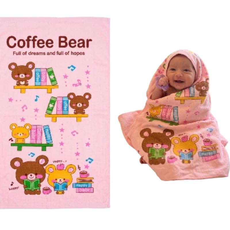 Soft Baby Bath Towel with Washcloth Gentle & Absorbent Cartoon Design