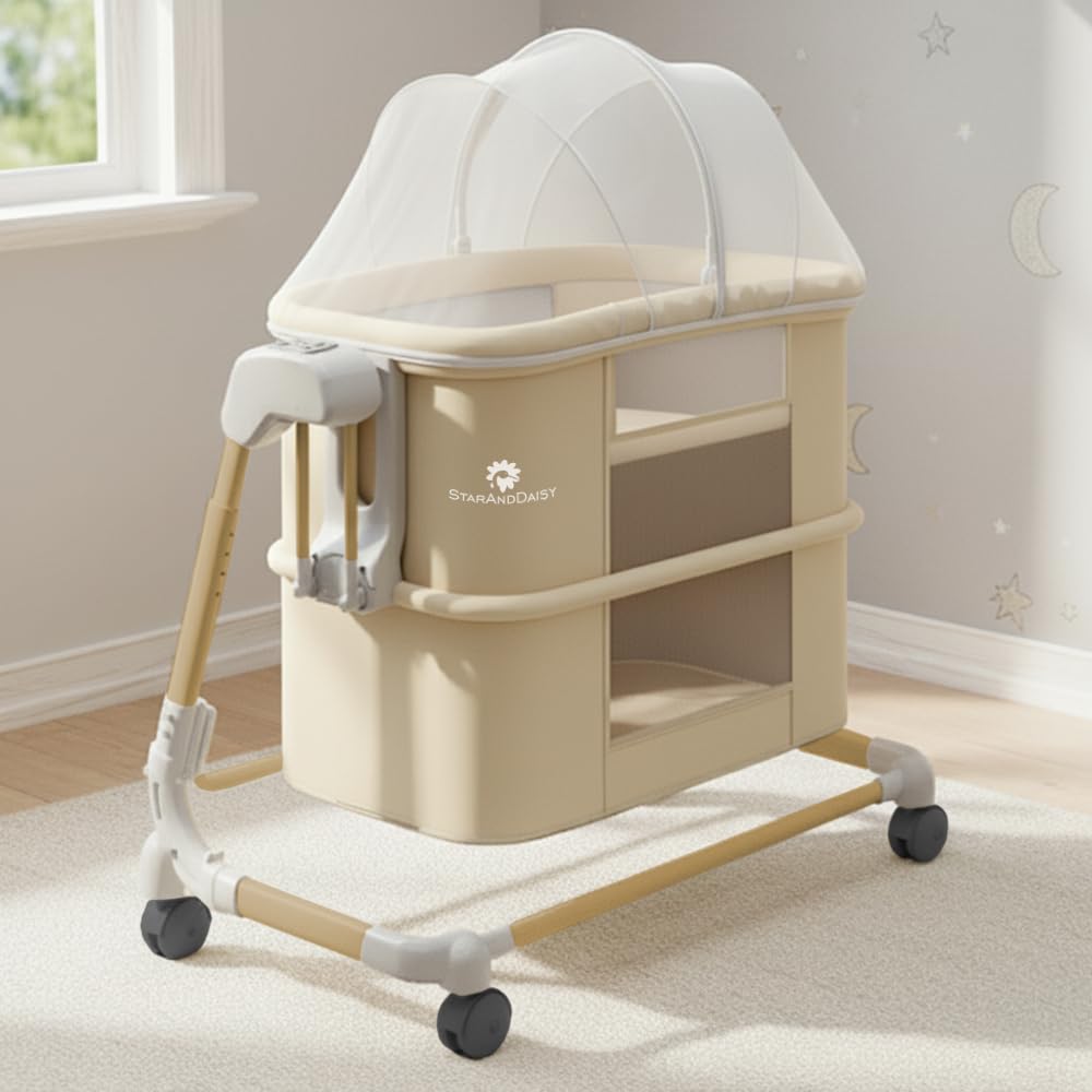 Staranddaisy Baby Automatic Cradle For Newborn 02 Years Boy & Girl With 5Speed Swing & Musical Timer, Adjustable Height Baby C