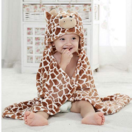 Vauwmsr Baby Hooded Blanket Ultra Soft Warm Newborn Infant Swaddle Wrap Bath Shower Towel, 25.6' X 39.4', Brown