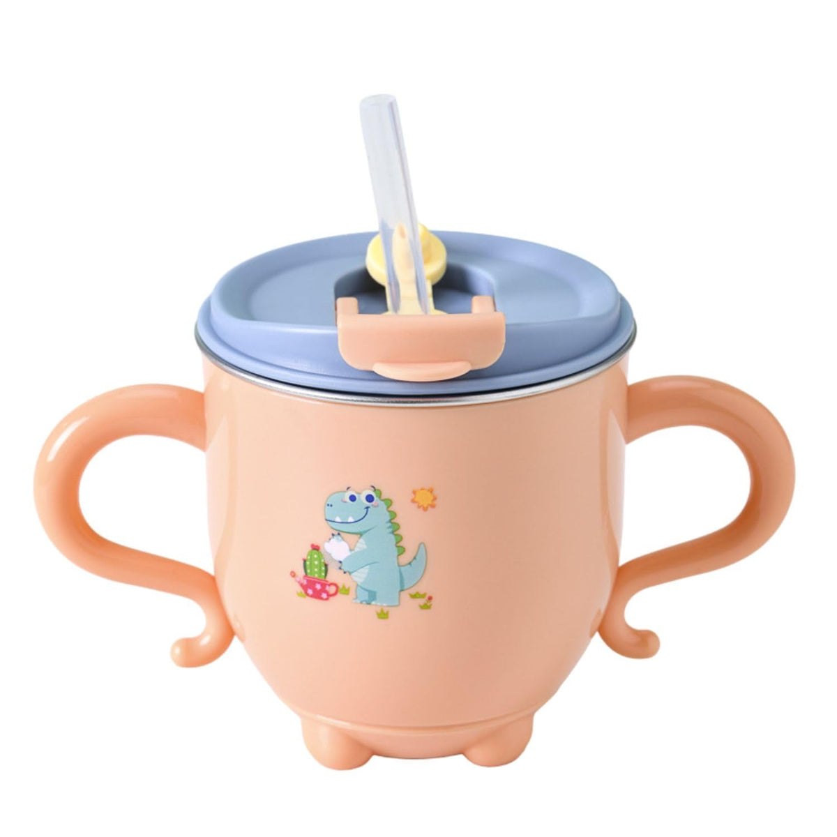 Funblast Milk Mug For Kids  Dinosaur Print S316 Stainless Steel Mug For Kids, Insulated Milk Cup With Lid & Straw, Water, Juice
