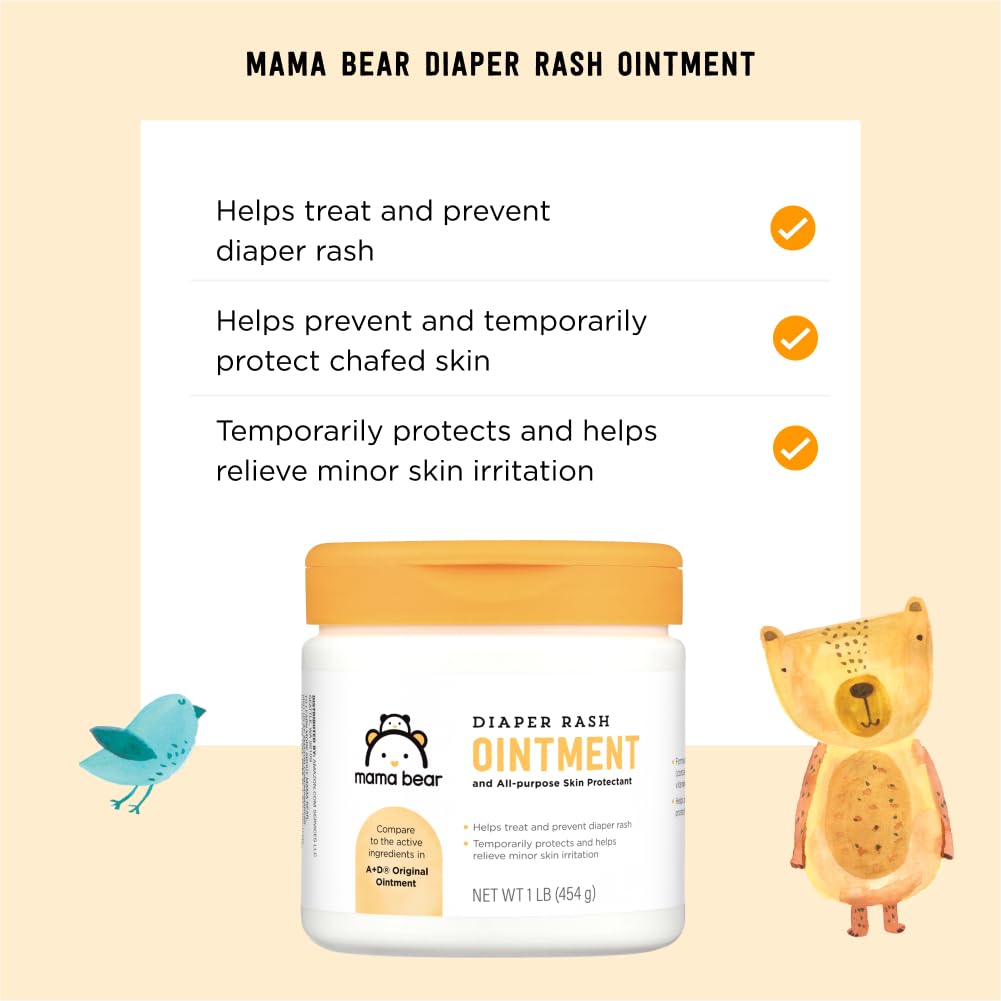 Amazon Brand - Mama Bear Diaper Rash Ointment, 16 Oz, Pack Of 1