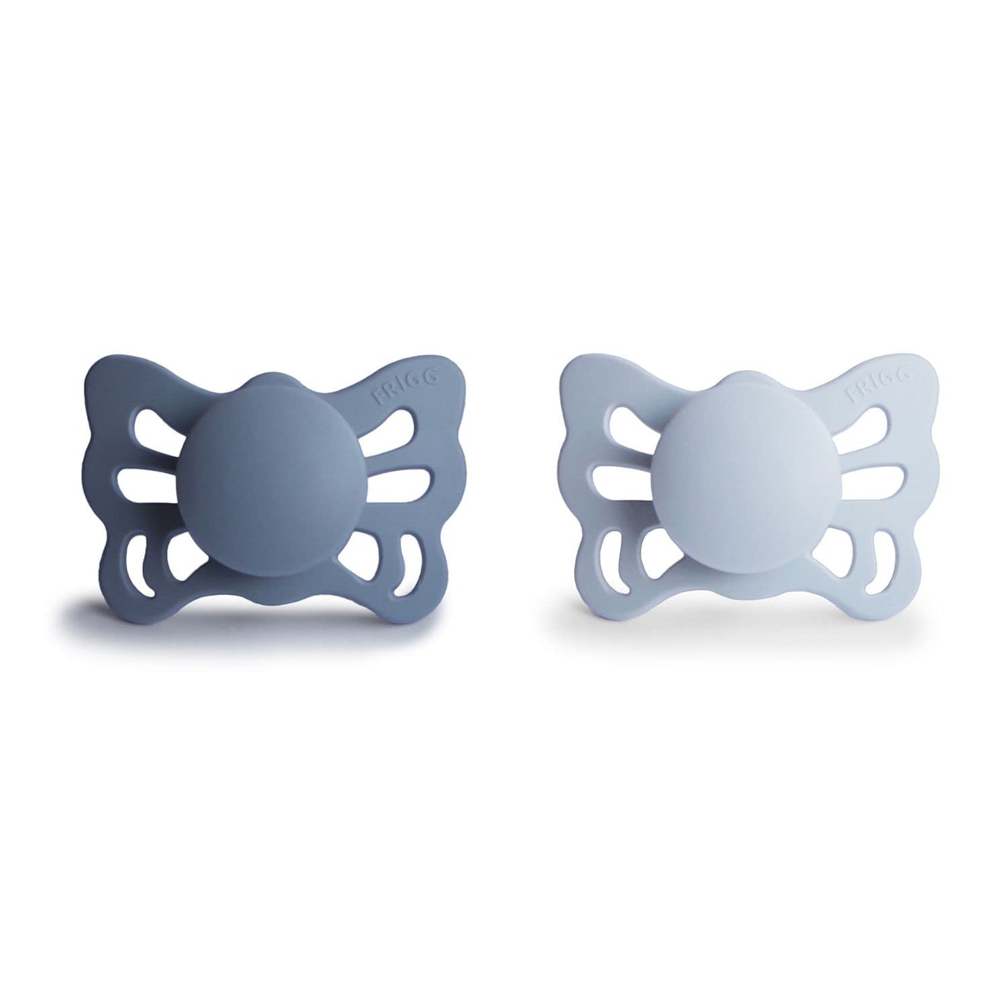 FRIGG Butterfly Anatomical SilkySoft Silicone Baby Pacifier | Made in Denmark | BPA-Free (Slate/Powder Blue, 0-6 Months)