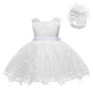 Lzh Baby Girls Lace Embroidery Dress Bowknot Party Dress Bridesmaid Wedding Gown With Headwear A-White