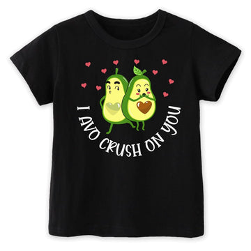 Kids Toddler Baby Girls Boys Valentine'S Day T-Shirt I Avo Crush On You Love Heart Short Sleeve Top(Black Avocado,5 Years)