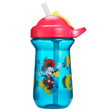 The First Years Disney Mickey Mouse Toddler Straw Cup - Spill Proof Flip Top Toddler Sippy Cups - 18 Months And Up - 10 Oz