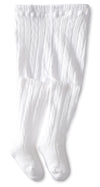 Jefferies Socks Baby Girls' Cable Tight 1 Pack, White, 6-18 Months