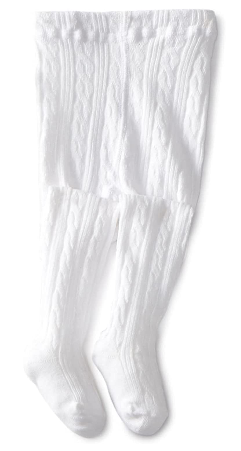 Jefferies Socks Baby Girls' Cable Tight 1 Pack, White, 6-18 Months