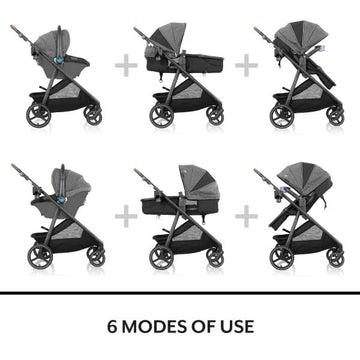 Evenflo Shyft Intuiti+ Travel System Featuring Revolve180 Litemax Nxt With Sensorysoothe (Angler Tweed)