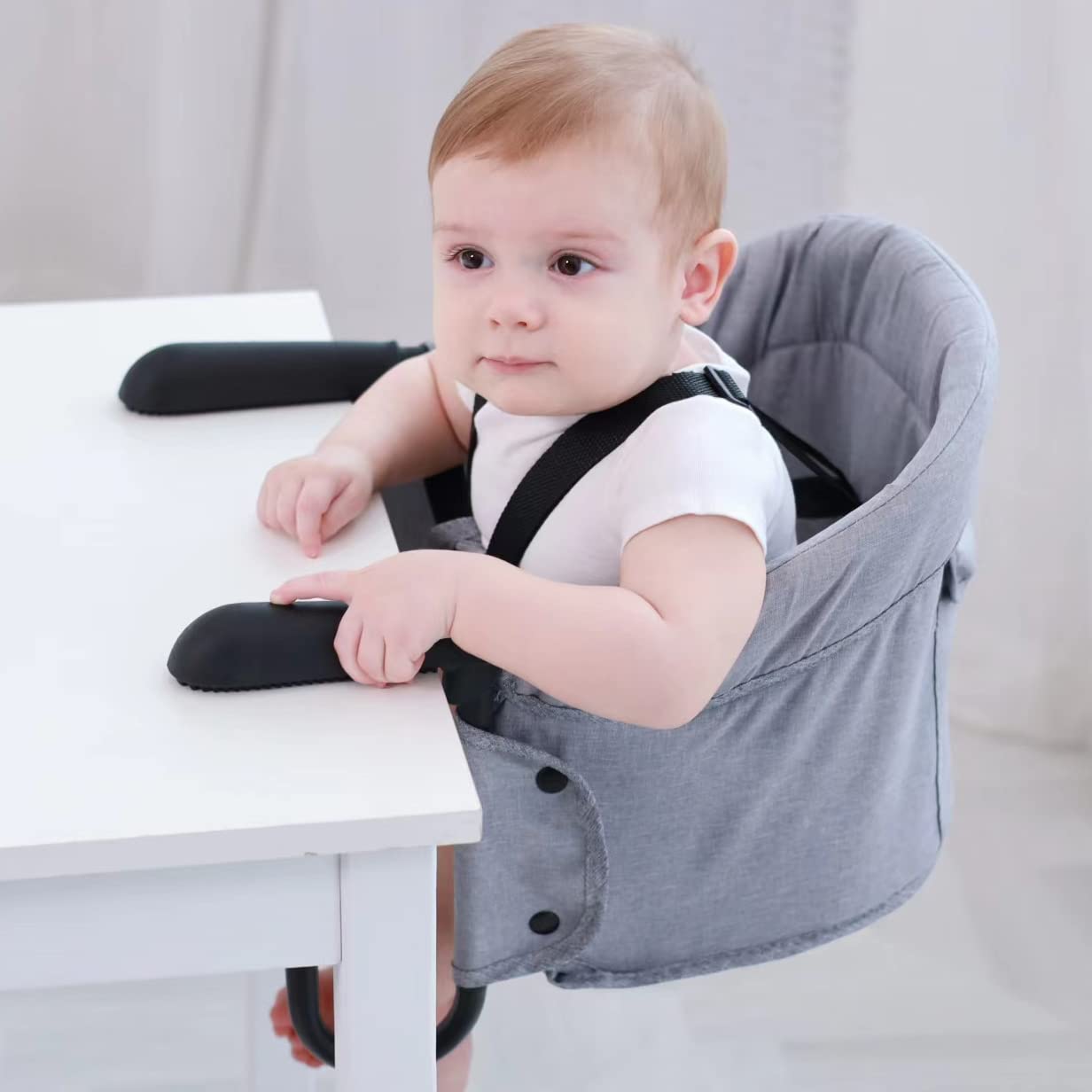 Pandaear Hook On Booster Quick Seat For Baby| Clip On Table High Chair For Home &Travel| Portable Fold-Flat High Load Design -Gr