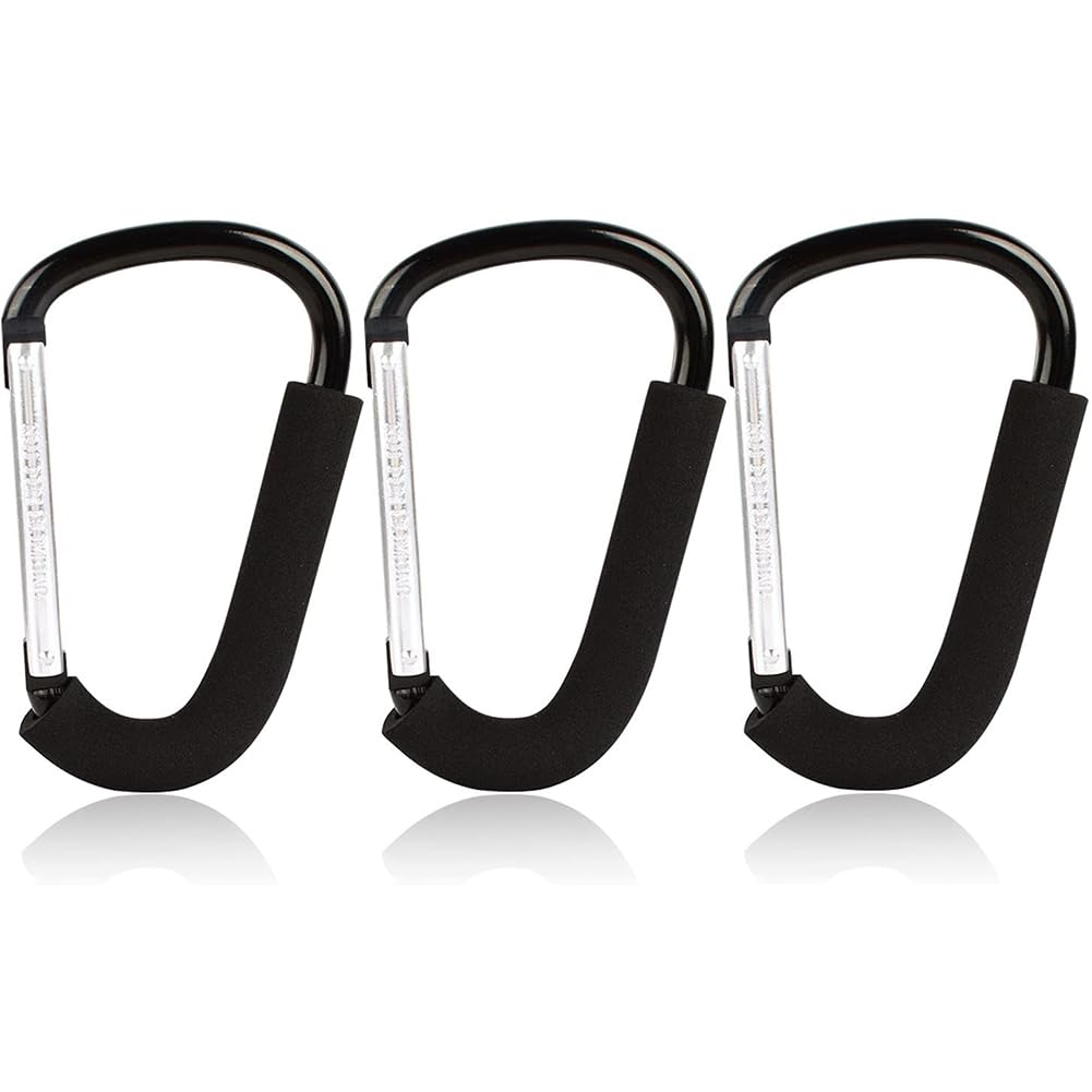 BeiLan Stroller Hooks: 6.3 D Shape Large Buggy Carabiner Hook - Pram Pushchair Stroller Clip - Shopping Accessories Bag Holder H