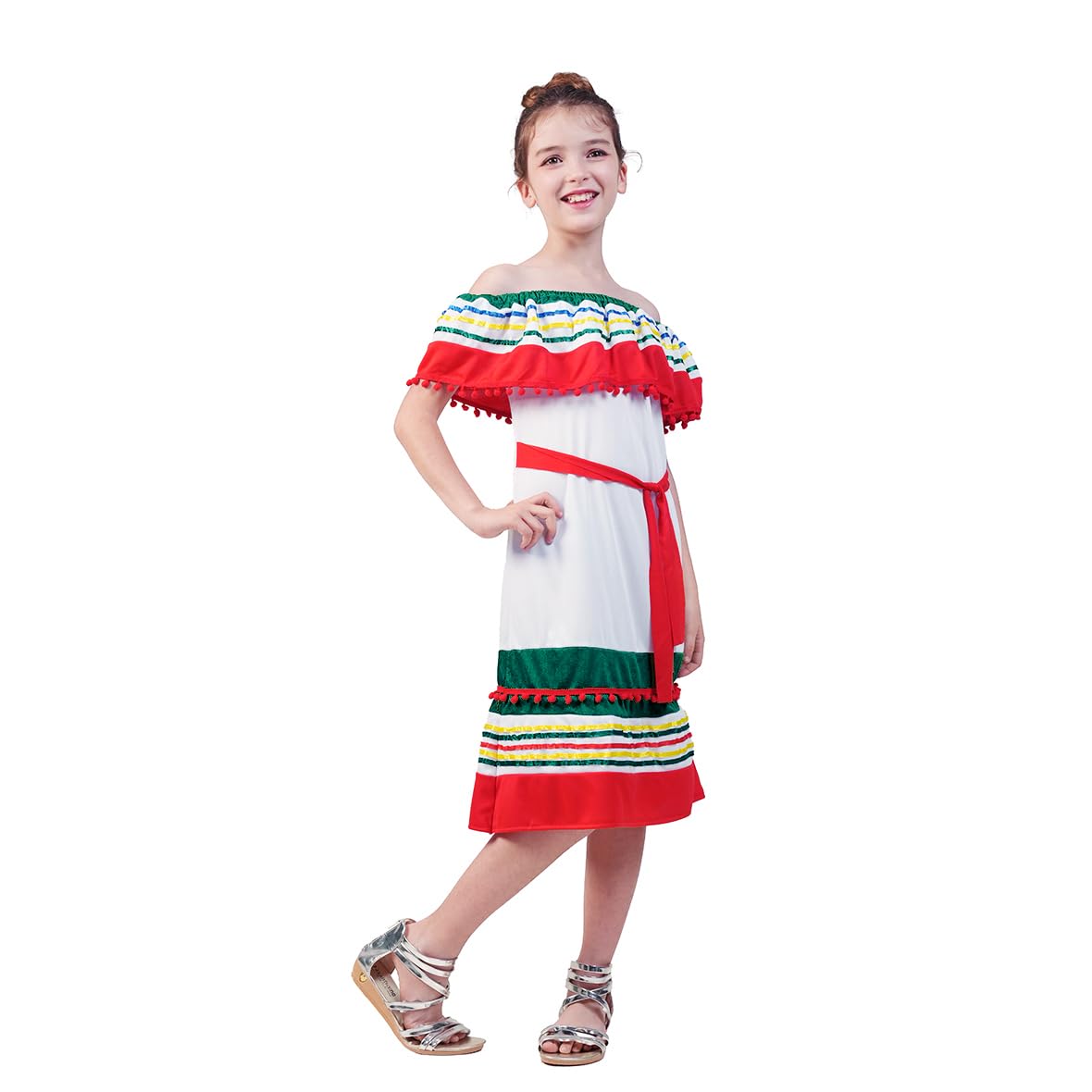 Pgond Girls Mexican Traditional Dress Party Costume 10-12Y