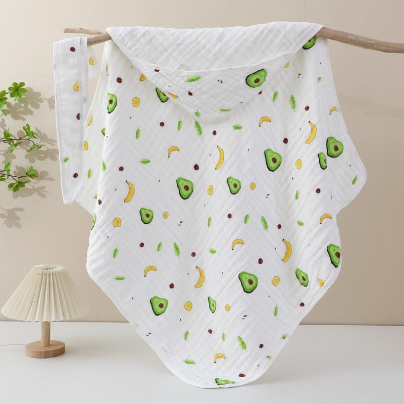 Mini Baby 6 Layers Cotton Muslin Baby Hooded Swaddling Blanket Absorbent Bath Towel Newborn Pack1