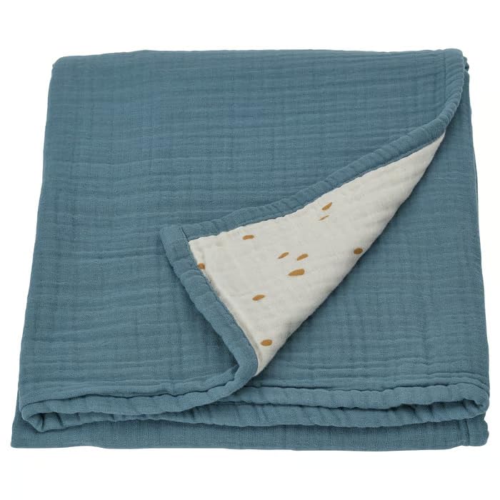 stoRk The GULDVVARE Series, 100% Cotton, Soft and Thick, for Newborns (Blanket, Blue/White Dotted, 80x100 cm)