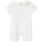 Pureborn Baby Boys Baptism Romper Short Sleeve Organic Cotton Christening Jumpsuit Blessing One-Piece Outfit White Newborn