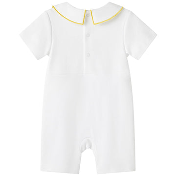 Pureborn Baby Boys Baptism Romper Short Sleeve Organic Cotton Christening Jumpsuit Blessing One-Piece Outfit White Newborn