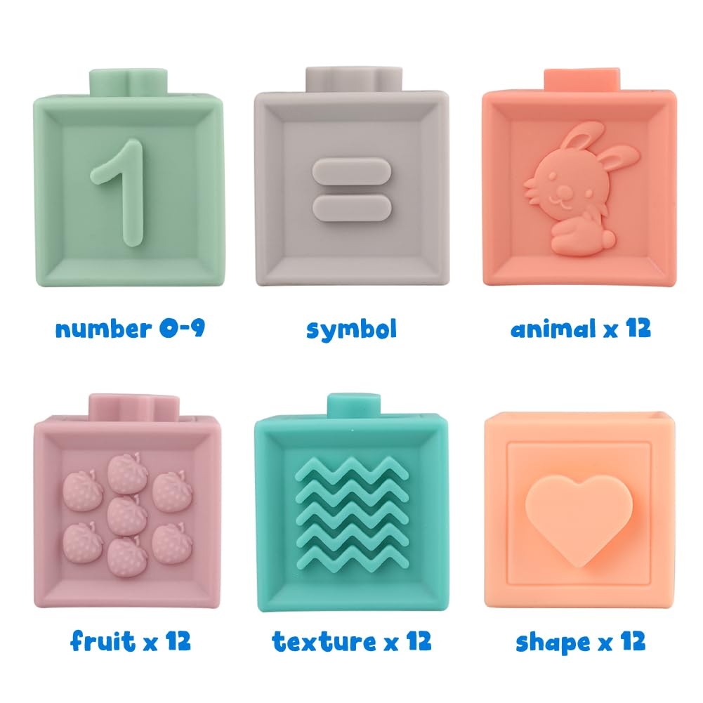 Litand Soft Stacking Blocks for Baby - Sensory Montessori Toys Toddler Activities - Gifts for Boy Girl 6 9 12 18 Months 1 2 3 Ye