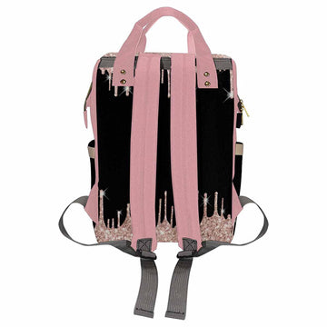 Newcos Personalized Sparkly Glitter Drips Pink Rose Gold Blush Diaper Bag With Name Nappy Bags Travel Casual Mummy Backpack For