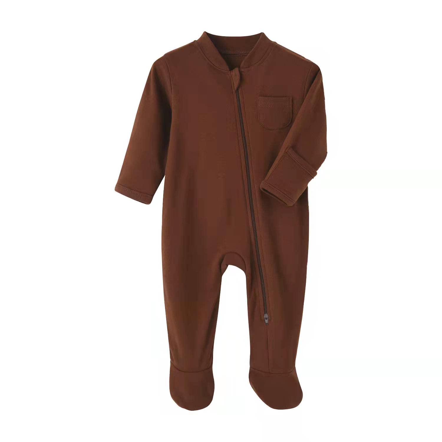 Baby Boys Sleep And Play Coffee 6 Months Baby Cotton Sleeper Zip Front Footed Pa WBBAPB08GPQH77W