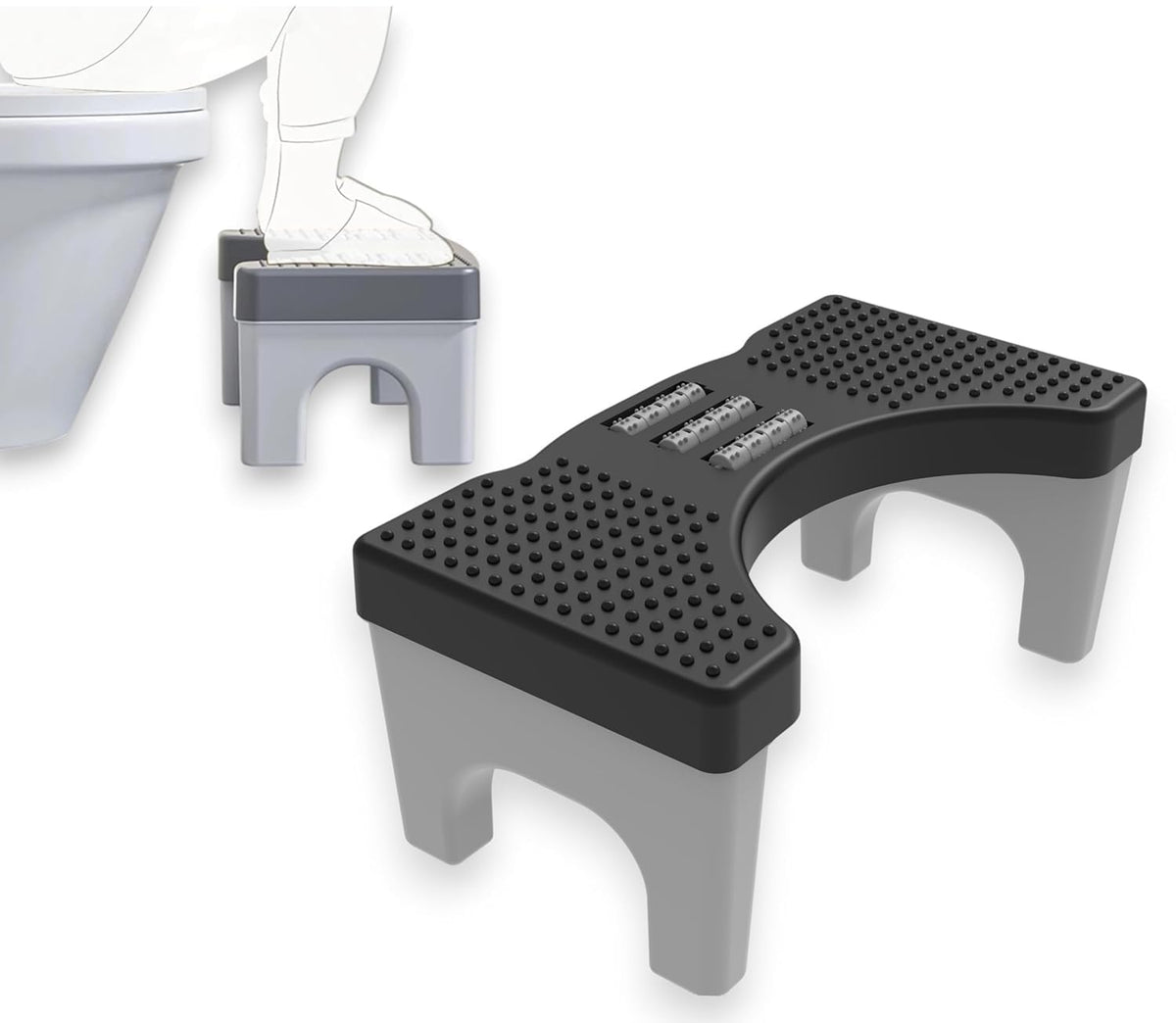 Perfect Posture Bathroom Toilet Step Stool With Massage Rollers | 18 Cm Height Foldable Squat Stool | Polypropylene (Pp) AntiSl