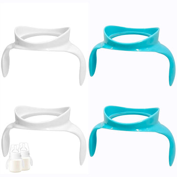 Romirus Replacement Bottle Handles Compatible With Avent Anti-Colic Bottle Series (White & Blue, 4 Pack)