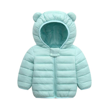 Winter Down Coats For Kids Baby Boys Girls Light Puffer Padded Jacket Bear Hoods Infant Outerwear Mint Green