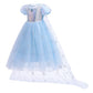 Rexreii Girls Frozen Elsa Princess Dress Halloween Costume Christmas Wedding Birthday Evening Party Gown W/Accessories Blue 6-7T