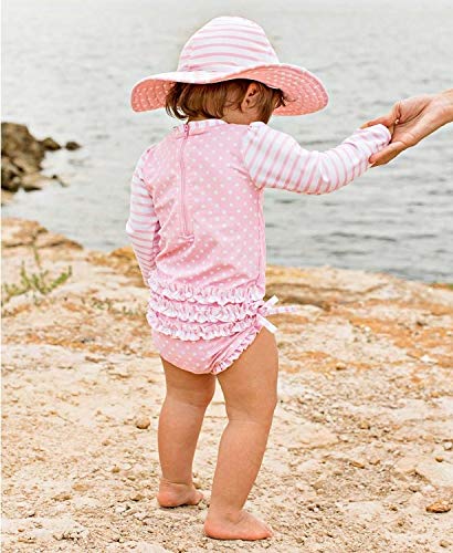 Rufflebutts Pink Polka And Stripe Reversible Swim Hat - 6-10