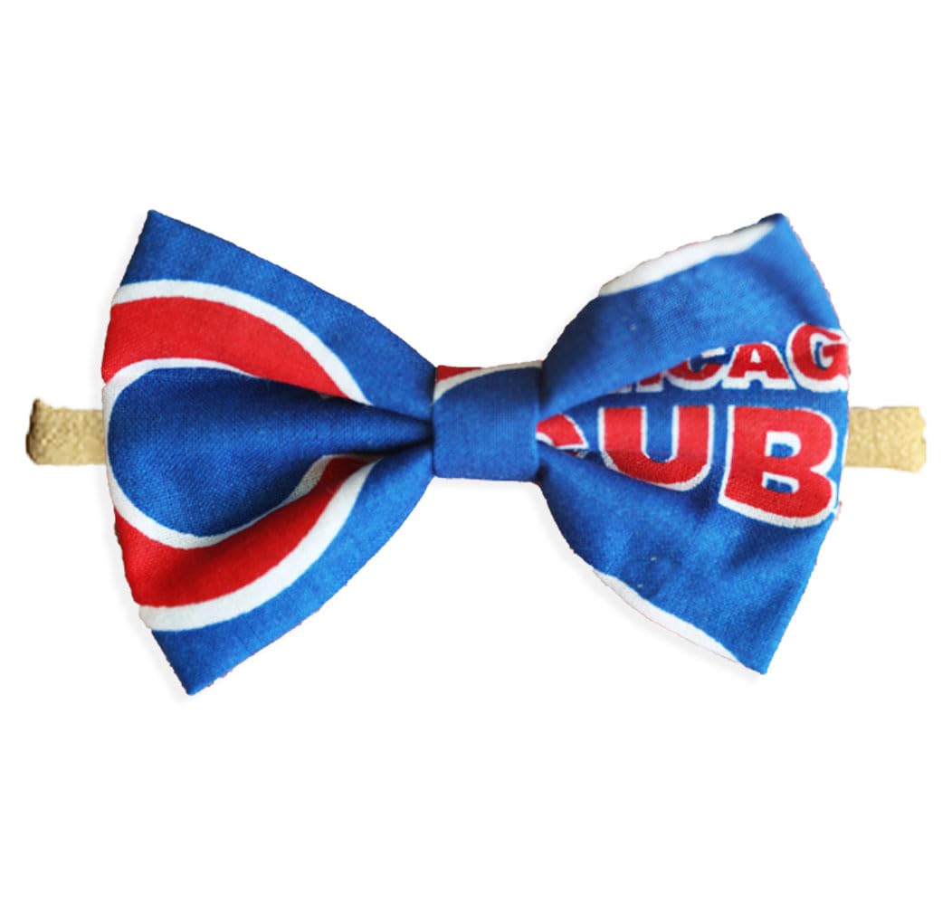 Chicago Baseball Newborn Baby Girl To Toddler Nylon Headband Bow - Made In Usa