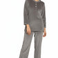 ORIEX THE ORIGINAL FASHION Mandarin Collar Long Sleeves Velvet Top & Pyjamas Winter Night Suits (Set of 2)163 GreyXL