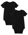 Defahn 2Pcs Bamboo Baby Rompers Unisex Onsies Solid Short Sleeve Baby Bodysuit 3-6 Months Black