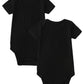 Defahn 2Pcs Bamboo Baby Rompers Unisex Onsies Solid Short Sleeve Baby Bodysuit 0-3 Months Black