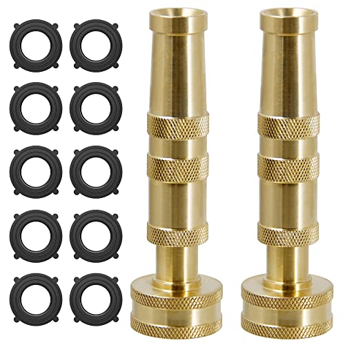 Biswing Brass Hose Nozzles, Heavy-Duty Brass Adjustable Twist Hose Nozzle, 2 Pack (4), Vi3432