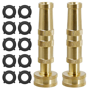 Biswing Brass Hose Nozzles, Heavy-Duty Brass Adjustable Twist Hose Nozzle, 2 Pack (4), Vi3432