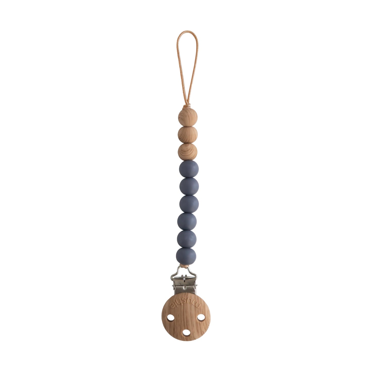 mushie 100% Silicone Baby Pacifier Clip BPA Free | Eva (Iron)