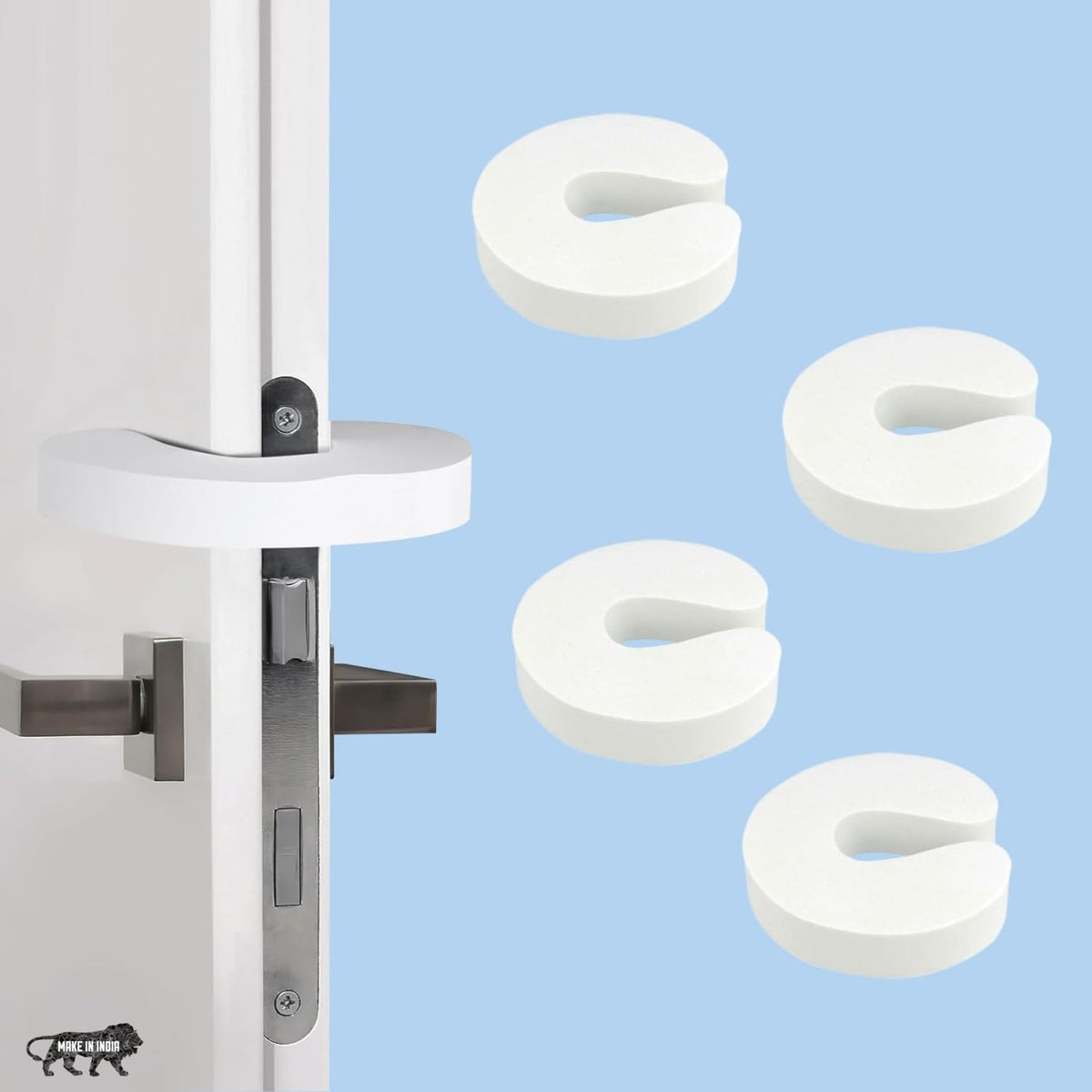 Babypro Baby Proofing Finger UShape Door Guard (Pack Of 4, White) For Kids Safety, NonToxic Eva Foam, Children Safety Door Sla