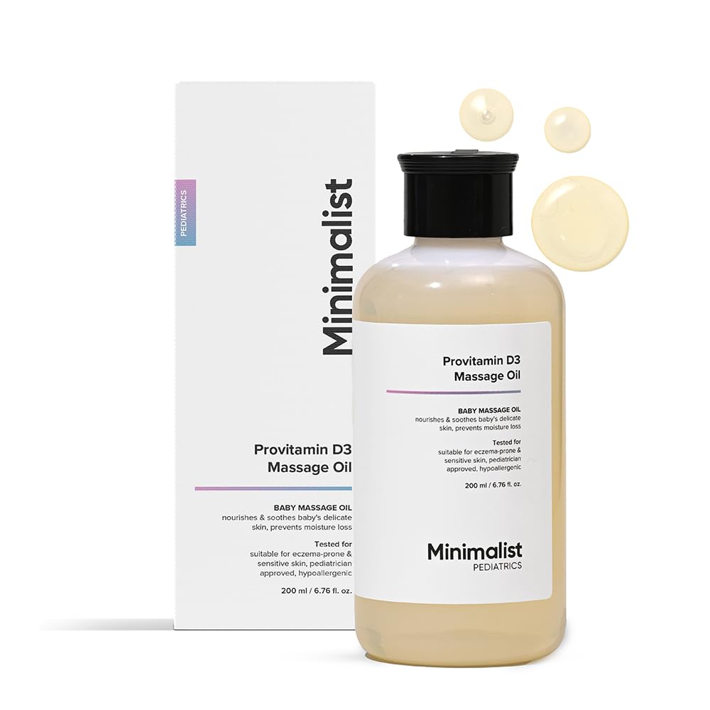 Minimalist Baby Massage Oil With Provitamin D3 | Fragance Free, Mineral Oil Free & Pediatrician Approved Baby Oil For Sensitive 