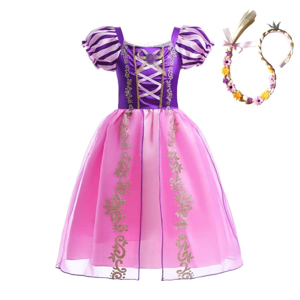 Dressy Daisy Baby Girls Long Hair Princess Fancy Dress Up Costume Halloween Birthday Party Outfit With Braid Headband Set Size 1