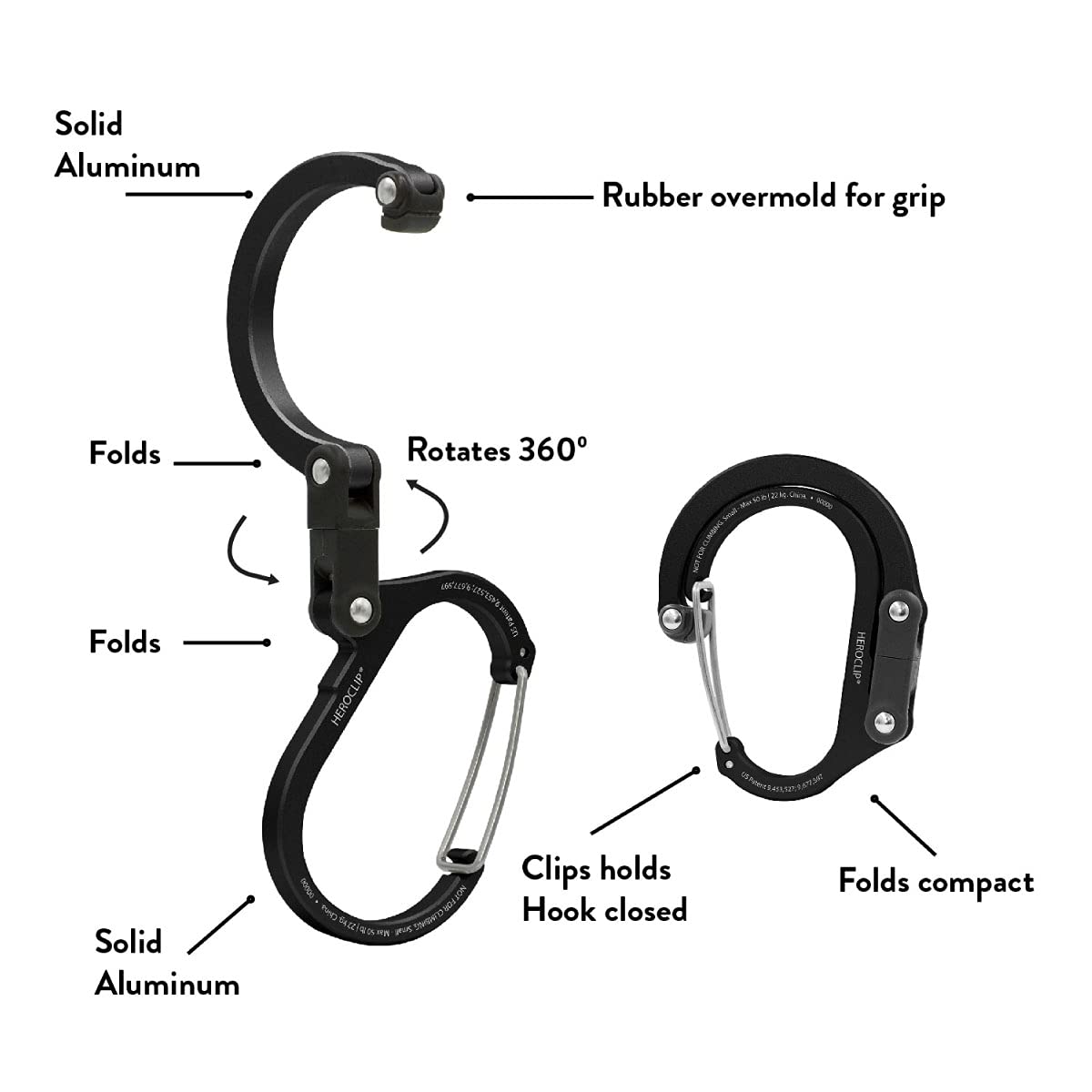 Gear Aid Heroclip Carabiner Clip And Hook (Small) For Purse, Stroller, And Backpack, Forest Green