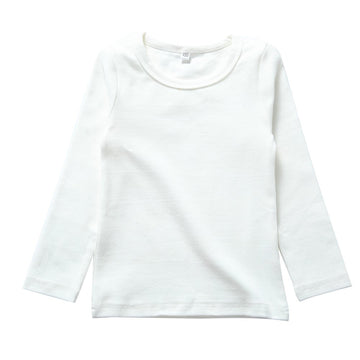 Kisbini Unisex Girls 100% Cotton Long Sleeve T-Shirt Top Tees (7,White)