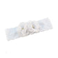 Baby Girls Lace Headband With Double Chiffon Flowers Pearl Hairband Headwrap Ja68 (White)