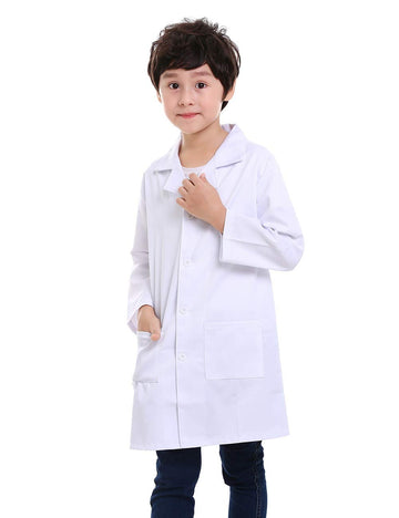 Toptie Kids Lab Coat For School Scientists Halloween Costume-White-14