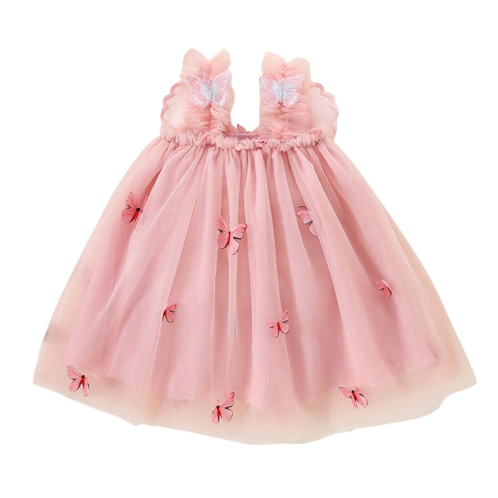 Hopscotch Girls Sequin Butterfly Ruffle Strap Dress In Peach Color For Age (912 Months)