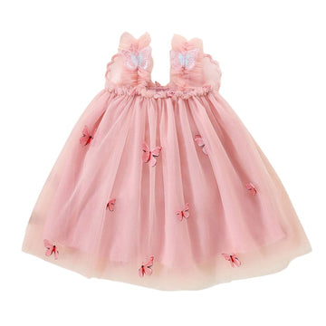 Hopscotch Girls Sequin Butterfly Ruffle Strap Dress In Peach Color For Age (912 Months)