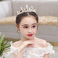 Yovecathou Girls Gold Tiara Princess Crown Headband Rhinestone Hairpiece For Halloween Costume Wedding Bridal Prom Birthday Part
